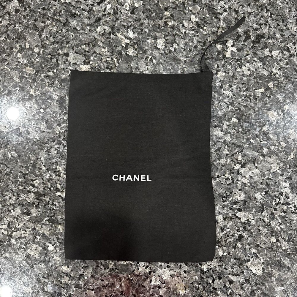 Chanel Authentic Black Dust Bag White Logo 13” x 10”